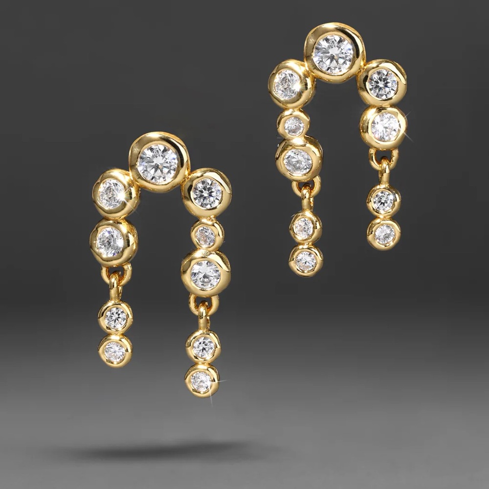 ALEXIS BITTAR • Asterales Gold CZ Stones Arched Post Earrings